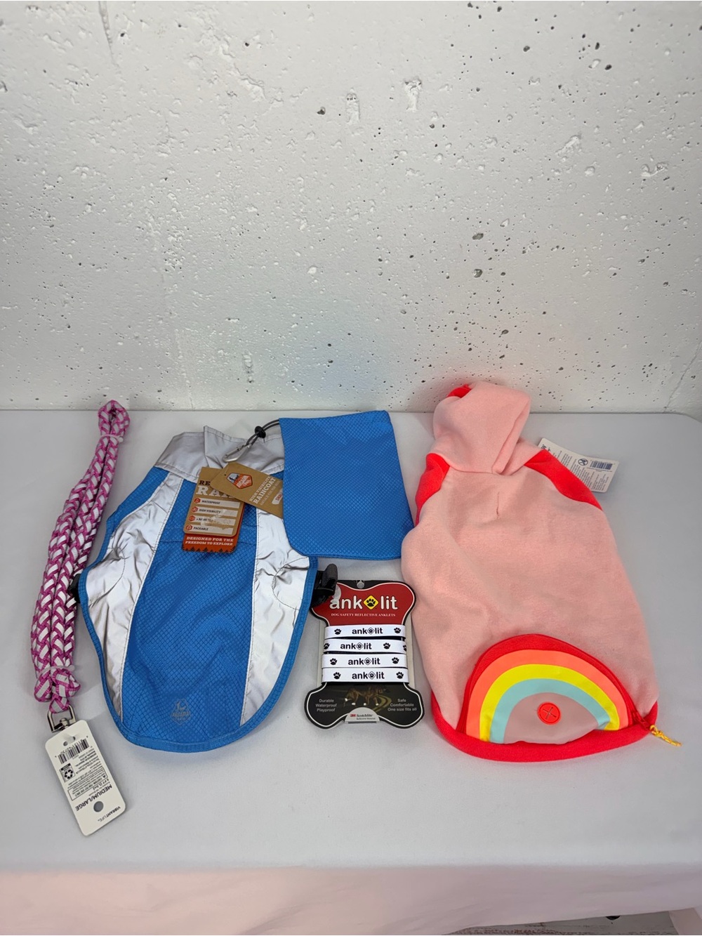 Lot of 4 All NEW Arcadia Trail Raincoat Top Paw Hoodie Vibrant Life Leash 3M Lit